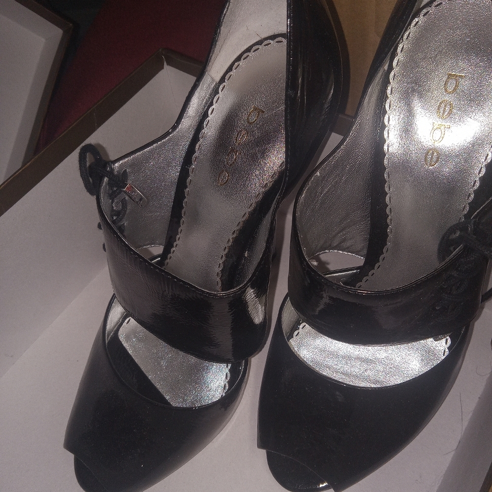 Bebe Black Women's Peep Toe Heels